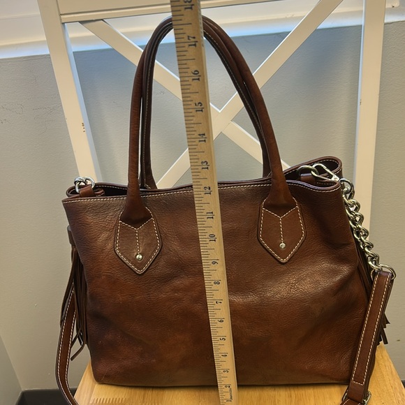 Lux Cavalcanti Genuine Brown Leather Crossbody Purse with Tassels Made in Italy - Picture 11 of 13